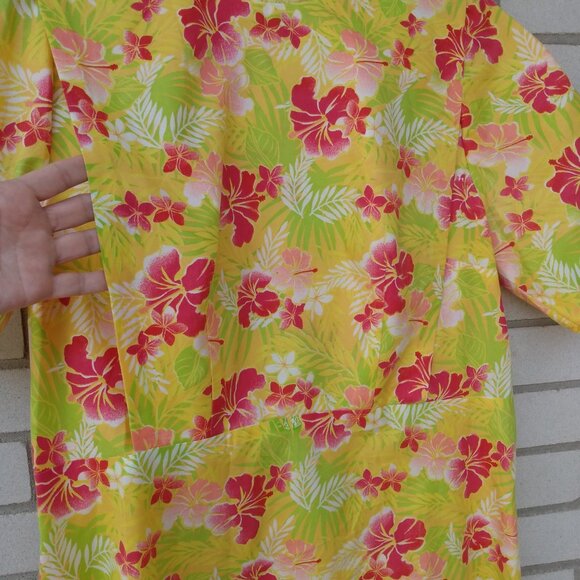 Amish Mennonite Cape Dress 43" Bust 40" Waist Handmade Modest Yellow Tropical - Picture 5 of 9